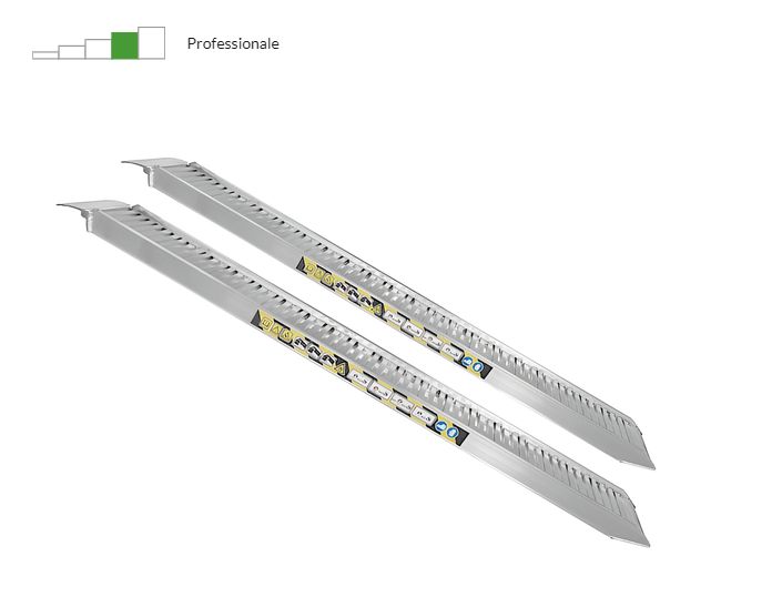 RA115X30 - Coppia rampe di carico fisse 3 mt in alluminio con bordi - Portata 37 quintali