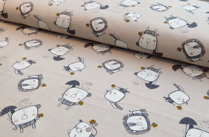 Bio Baumwoll-Jersey Animals beige