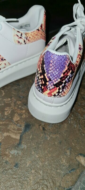 Sneaker slangenprint paars 41