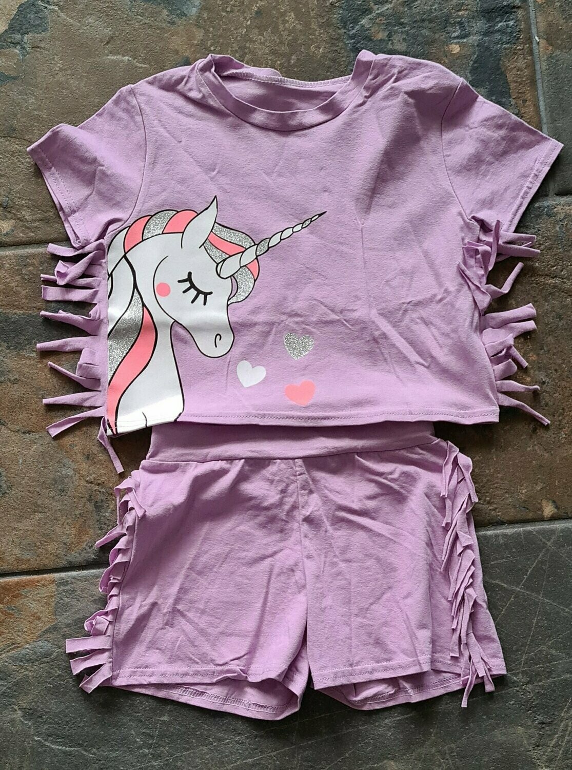Eenhoorn korte broek setje