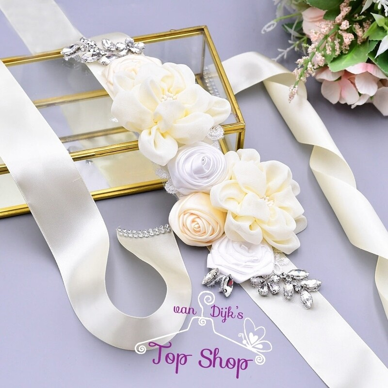 Floral kristal handgemaakte bruids riem