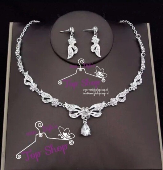 bruidssierraad ketting en oorbellen