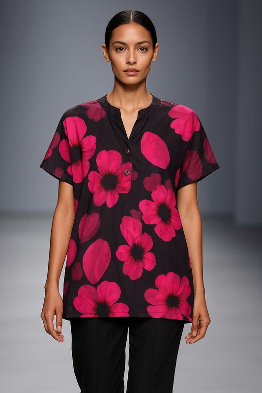 Roze bloemen blouse