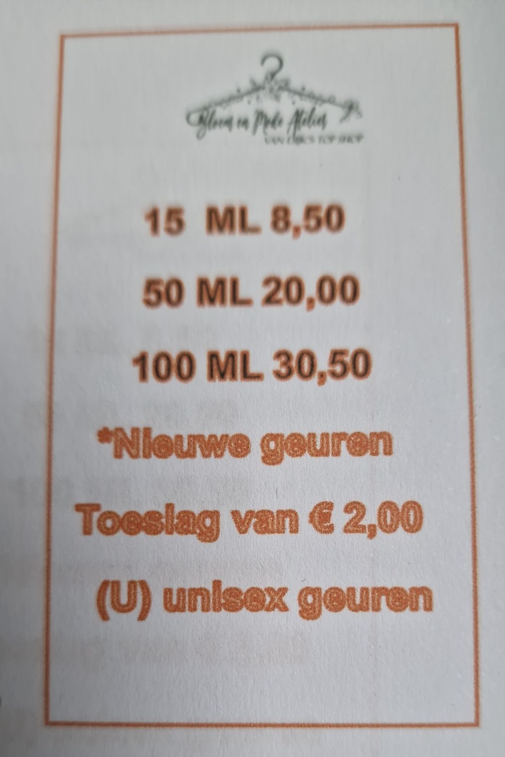 Parfum 50 ml met toeslag 2,00