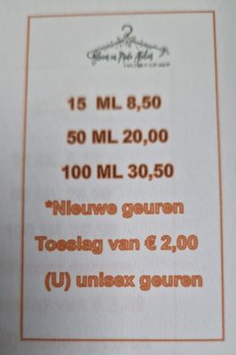 Parfum 50 ml met toeslag 2,00 Parfum 50 ml met toeslag 2,00