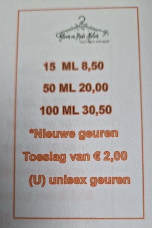 Parfum 15 ml met toeslag van 2,00