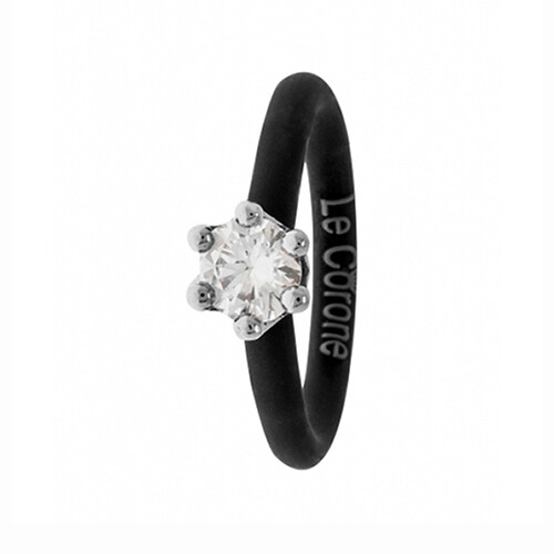 Solitare Ring Le Corone MINI, cz stone, 925 silver, adjustable silicone band