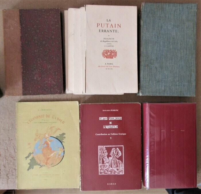 CURIOSA ]. LOT de 11 livres : Nouvelles Galantes d'un Evêque d'Agen + L'Ecrin Secret du Bibliophile (5 vol.) + Histoire de Frétillon + Economie de l'Amour + Contes Licencieux Aquitaine + Félicia .....