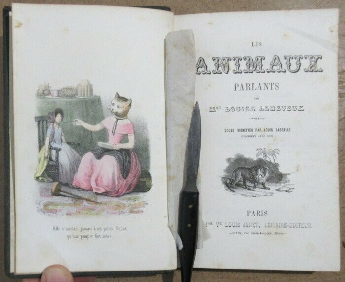 LENEVEUX, Louise. Les Animaux Parlants : Douze vignettes par Louis Lassalle coloriées avec soin