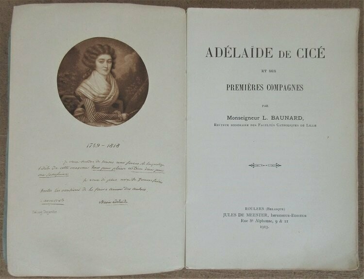 BAUNARD, Louis. Adélaïde de Cicé et ses premières compagnes