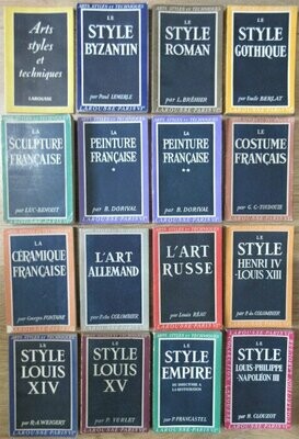 DUFOURCQ, Norbert (ed.). Lot de 15 Livres de la Collection Arts Styles et Techniques de chez Larousse