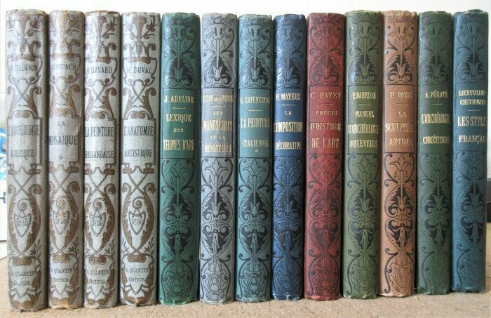 COMTE, Jules (ed.). Bibliothèque de l'Enseignement des Beaux-Arts : 13 Volumes en Cartonnage éditeur [ La Mosaïque + Précis d'Anatomie + Lexique des Termes d'Art + Les Manuscrits et la Miniature +...]