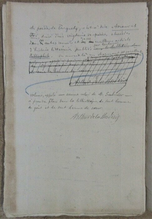 LA BORDERIE, Arthur [ Le Moyne ] de. [ MANUSCRIT AUTOGRAPHE SIGNE ]. Edouard Turquety et son biographe