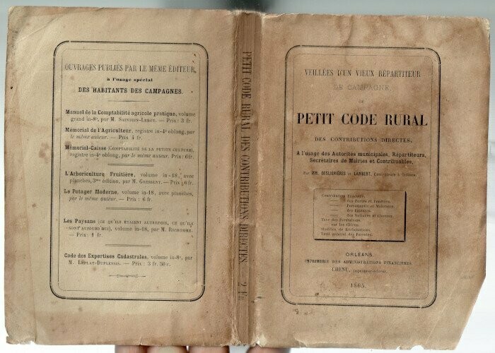DESLIGNIERES & LAMBERT. Veillées d'un vieux répartiteur de campagne ou Petit Code Rural des Contributions Directes à l'usage des autorités municipales