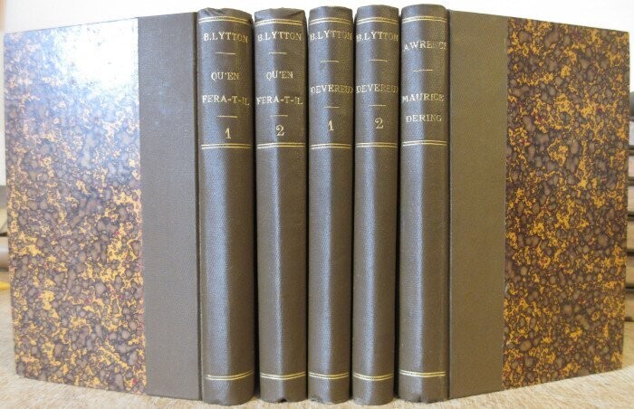 BULWER-LYTTON, Sir Edward + LAWRENCE, G. A. [ George Alfred ]. Lot de 3 ouvrages : Qu'en fera-t-il ? (1-2) + Devereux (1-2) + Maurice Dering : Traduits de l'anglais