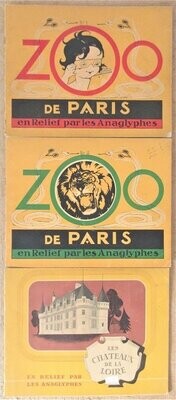 ​Lot de 3 Albums en Relief par les Anaglyphes : Le Zoo de Paris - 1 & Le Zoo de Paris - 2 & Les Châteaux de la Loire