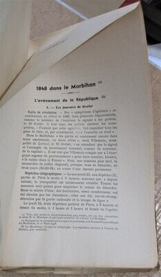 CORGNE, Eugène. 1848 dans le Morbihan  [Incl. dans le Bulletin de la Société Polymathique du Morbihan : Années 1948 : Mémoires ]
