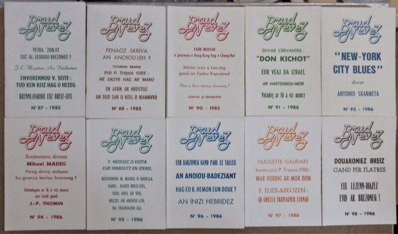 MERSER, Andreo (ed.). Brud Nevez : du n°87 (1985) au n°99 (1986) [manque n°89 & 93] + n°67 (1983) + n°166 (1993) soit 13 numéros en 13 volumes