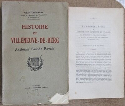​GRIMAUD, Albert [ Joint REGNE, Jean ]. Histoire de Villeneuve-de-Berg Ancienne Bastide Royale