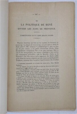 ​ARNAUD D'AGNEL, [ Gustave ]. La Politique de René Envers les Juifs de Provence