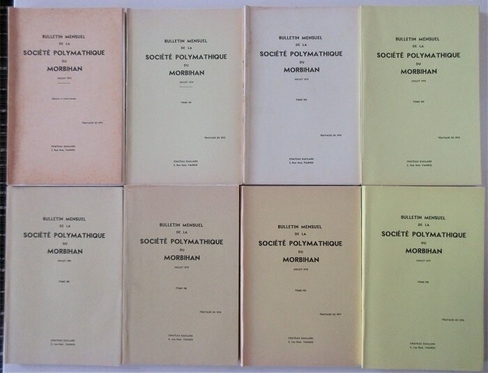 Bulletin de la Société Polymathique du Morbihan : 8 volumes de 1973 à 1981 [ Tomes 100 à 106 + 108 ] Incl. Bibliographie annuelle de l'histoire du Morbihan de 1969 à 1978 + L'Architecture Mégalithique