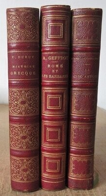 DURUY, Victor + GEFFROY, A. + FUSTEL DE COULANGES. LOT de 3 Ouvrages : Histoire Grecque : avec cartes plans et gravures + Rome et les Barbares : Etude sur la Germanie de Tacite + La Cité Antique