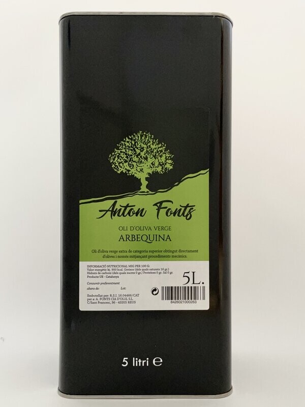 Bidon 5 litres (L) d'huile d'olive extra vierge