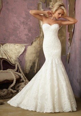 Elegant Alencon Lace with Removable Coverlet Morilee Wedding Dress
