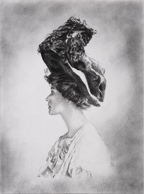 Vintage Hat Lady - framed