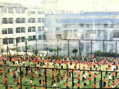 Chine, gymnastique scolaire. 120x80 cm.