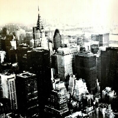 New York, buildings, black and white