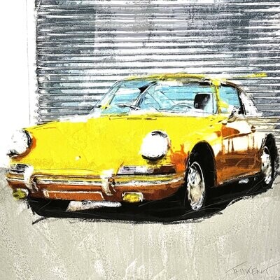 Porsche jaune, 40x40 cm
