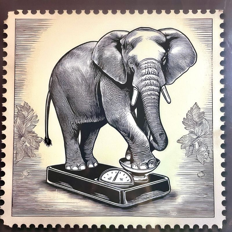 Éléphant sur balance