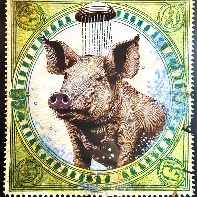 Cochon sous la douche
