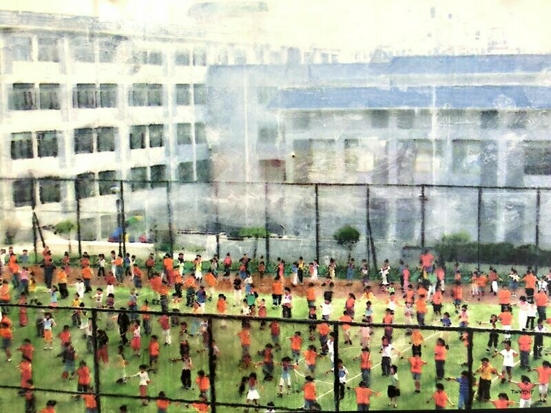 Chine, gymnastique scolaire. 120x80 cm.