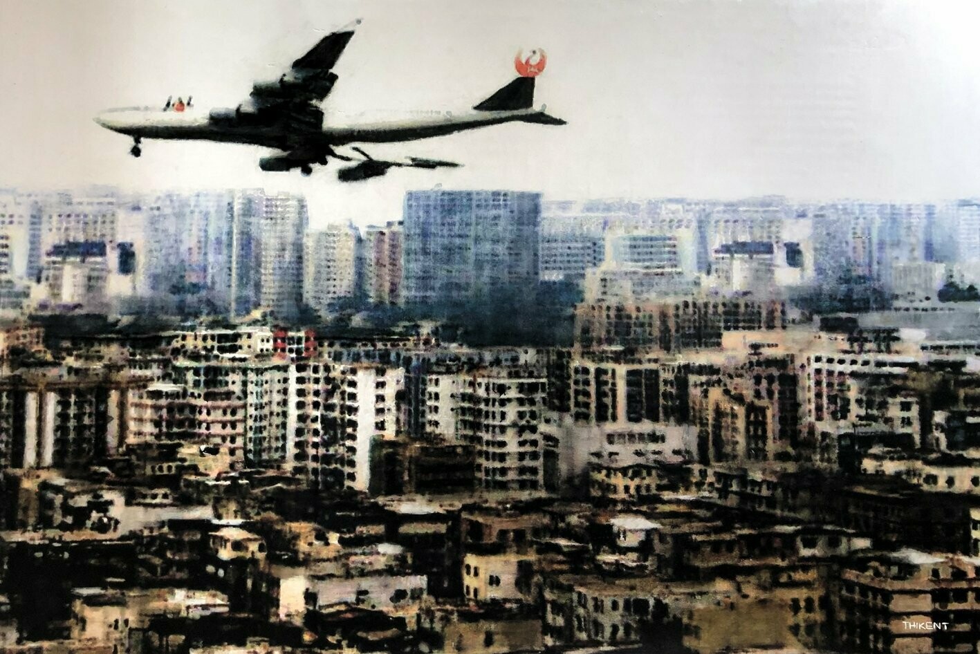 Hong Kong, plane, 120x80 cm