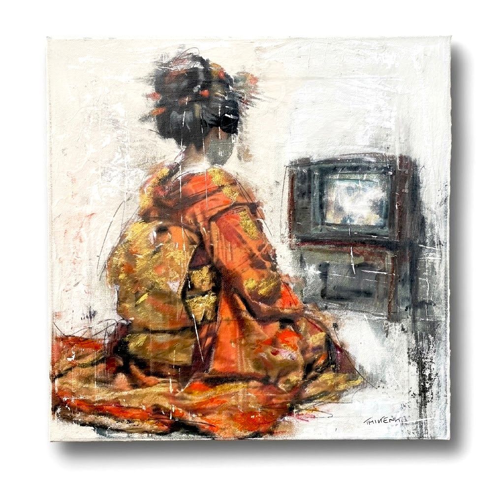 La Geisha et la télé, 40x40 cm La Geisha et la télé, 40x40 cm