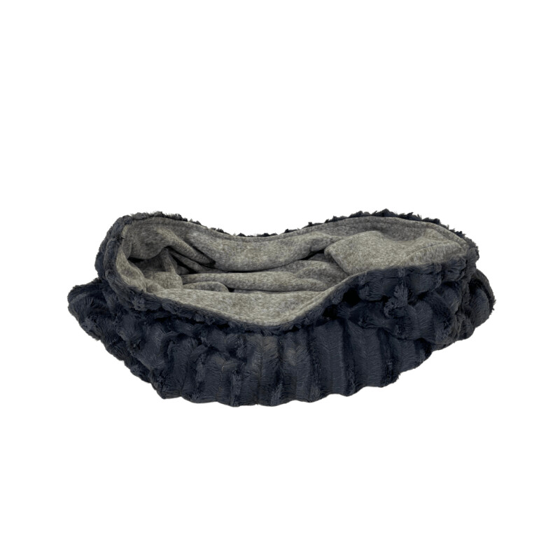 Luxury Faux Fur and Luxe Fleece Dark Gray Mink Stripe w/ Gray Heather - reversible L26" x W 29.5"