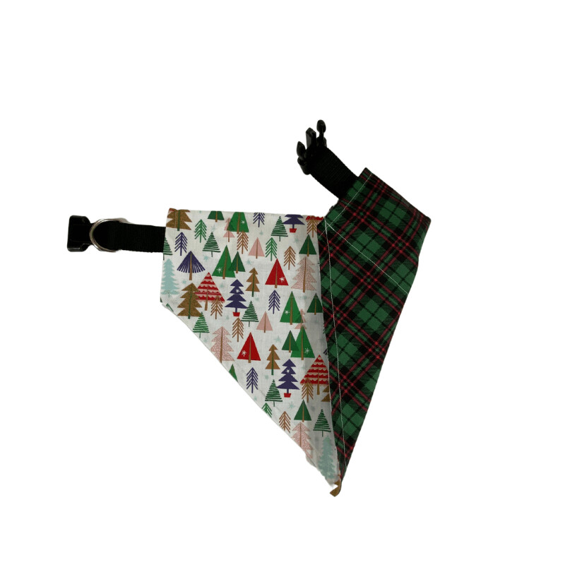 Multi Colored Trees w/ Red Green Tartan Plaid Reverse Side