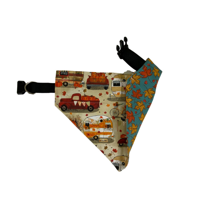 Pumpkin, Trucks, RVs w/ Multi Colored Leaves Reverse Side