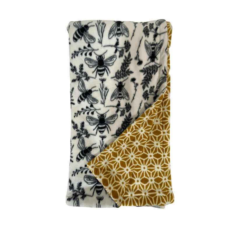 Good Nature Bee with Mustard Honeycomb Pattern back (L52" x W56")