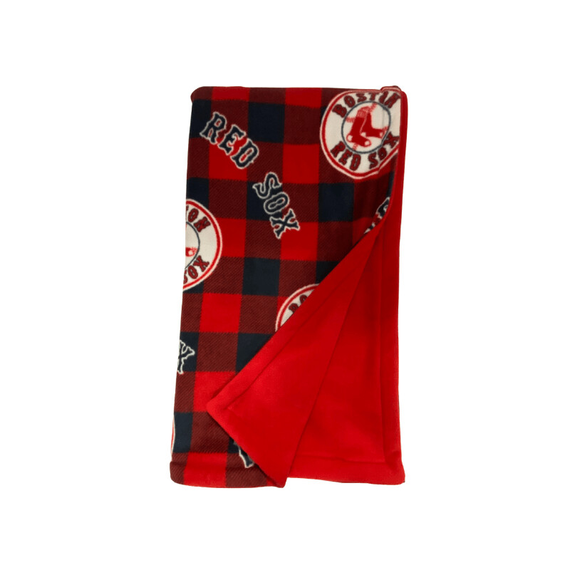 MLB Boston Red Sox Buffalo Plaid w/ Red Solid Back (L52" x W56")