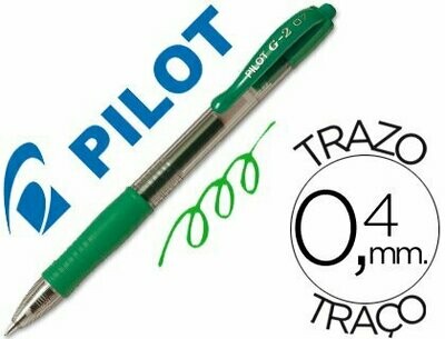 Bolígrafo retráctil tinta gel VERDE G-2 de Pilot