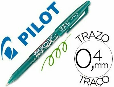 Bolígrafo tinta gel borrable VERDE Frixion Roller Pilot