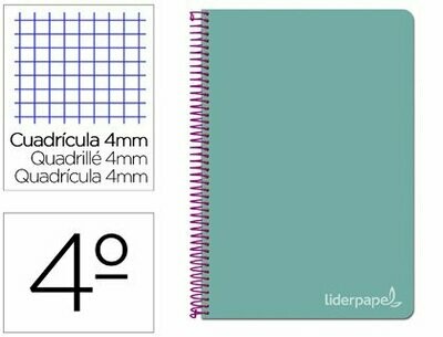Cuaderno 4º (4 mm) TURQUESA tapa dura Witty Liderpapel
