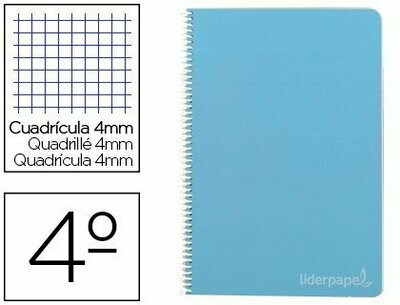 Cuaderno 4º (4 mm) CELESTE tapa dura Witty Liderpapel