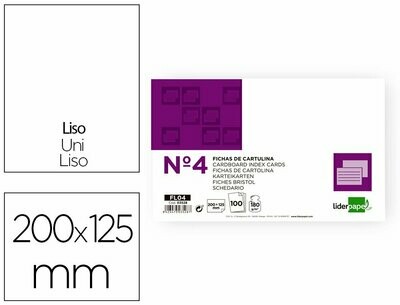 Fichas cartulina nº 4 LISA (200x125 mm) de Liderpapel