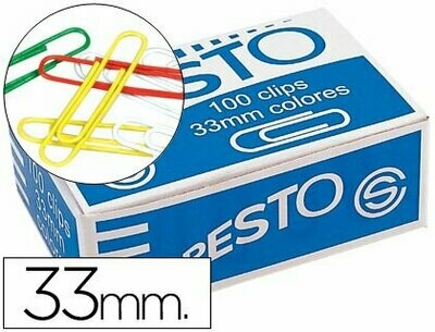 Clips plástico colores surtidos nº 2 (33 mm) de Presto