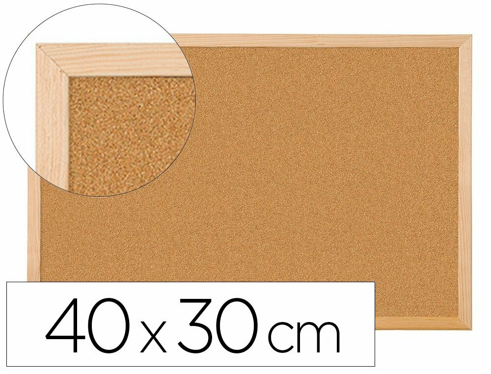Pizarra corcho (40x30 cm) con marco de madera Q-Connect
