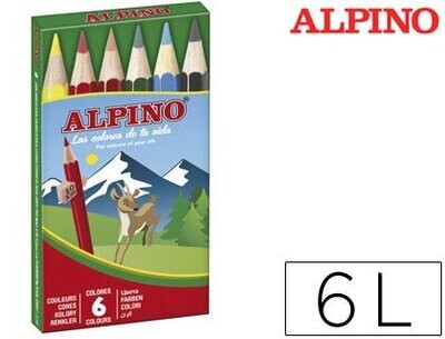 Lápices hexagonales cortos (6 colores) de Alpino